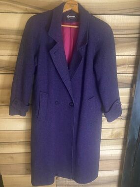 Vintage Forecaster of Boston Purple Textured Double-Breasted Pea Coat size 7/8
